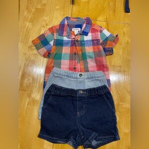 plaid Shirt and shorts set 18 M